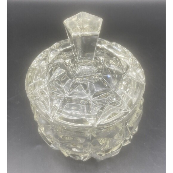 VTG Czech Clear Glass/Crystal Candy Dish W/ Lid 7” - Picture 2 of 7